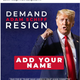a Facebook ad from Donald Trump saying "Add your name before 11:59 PM TONIGHT to DEMAND Adam Schiff resign from congress >>" with a picture of Trump pumping his fist.